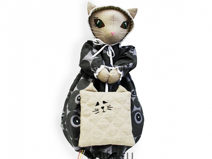 Пакетница «Кошка с прихваткой» | Интернет-магазин изделий из льна «Линайф»