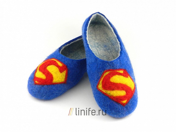 Войлочные тапочки «Супермен» | Интернет-магазин изделий из льна «Линайф»