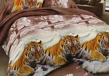 Постельное белье из поплина «Амурские тигры» | Интернет-магазин изделий из льна «Линайф»