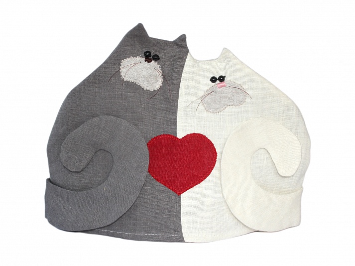 Грелка на чайник «Влюбленные коты» | Интернет-магазин изделий из льна «Линайф»