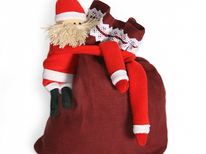 Мешок «С Дедом Морозом» | Интернет-магазин изделий из льна «Линайф»