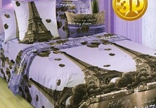 Постельное белье из перкали «Романтика Парижа 3D» | Интернет-магазин изделий из льна «Линайф»